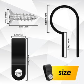 AEDOVE 100 Pcs 1/2" Black Nylon Screw R-Type Cable Clip Screw Mounting Cord Fastener Clips with 100 Pack Screws for Wire Management