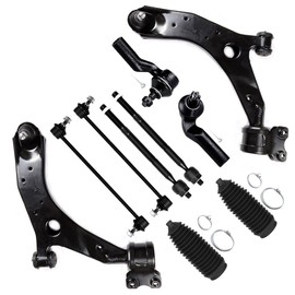 SCITOO 10pcs Front Suspension Kit Lower Control Arm And Ball Joint Outer Inner Tie Rod End w/Boot Sway Bar End Link for 2004-2009 for Mazda 3 3 Sport 2006-2010 2012-2017 for Mazda 5