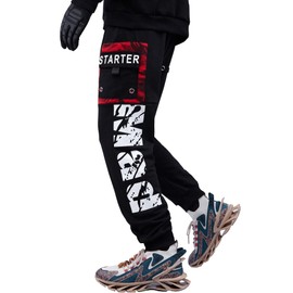 Niepce Inc Men's Streetwear Punk Cargo Jogger Pants (Medium) Black