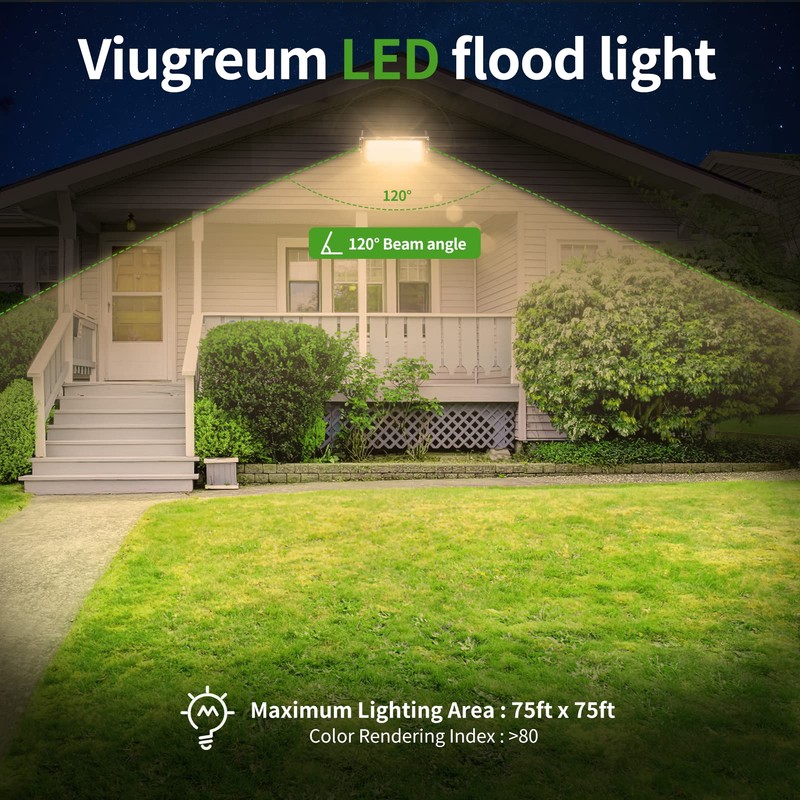 100W LED Flood Light 3000k Warm White 10000LM Bright Outdoor