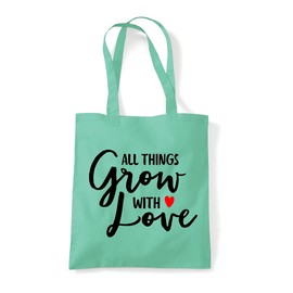 All things grow with love [CM17PMR] romantic statement tote shopping bag - Mint