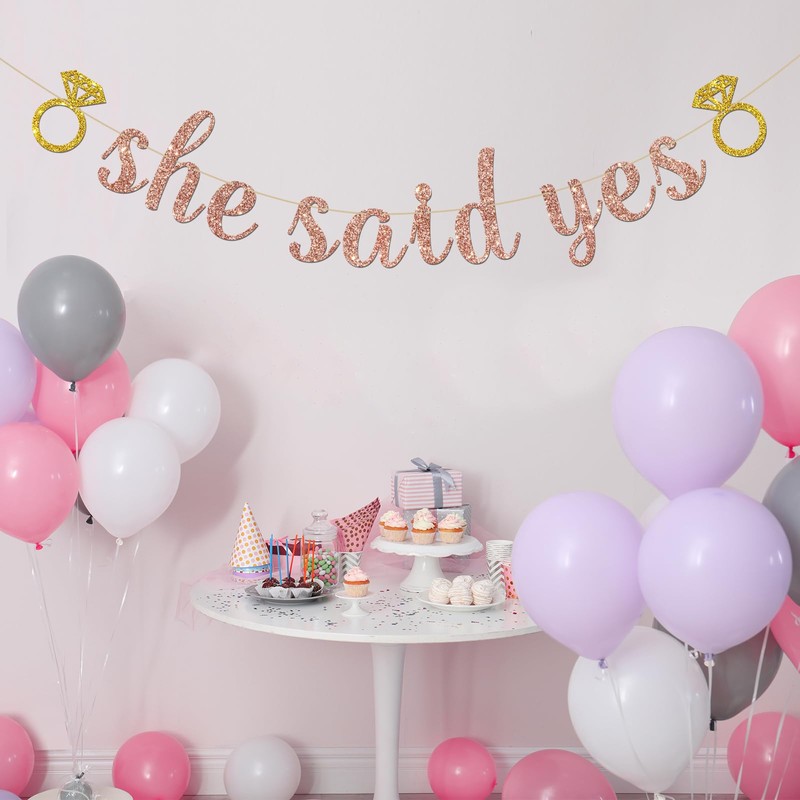 She Said Yes Banner, Bride to Be Party Decorations, Engagent,