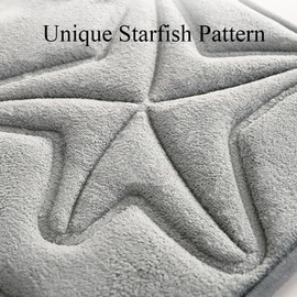 JIANGLANY Ultra Absorbent Memory Foam Bath Rugs Cute Ocean Shell Starfish Bathroom Rugs Gray Thick Cozy Washable Shower Mat Non Slip Door Mat for Bathroom Floor Tub (Gray, 16x24 inch)
