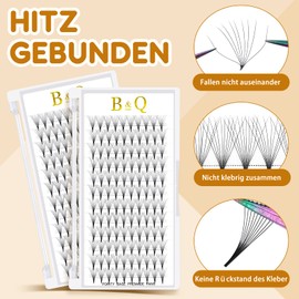 B&Q Eyelash Fans, 10D-D-0.07-14 Eyelash Extensions, Ready-to-Use Eyelashes, Fan, 0.07 Eyelash Extension, Volume Eyelashes, C D Curl, Black, 10D-D-0.07, 14 mm