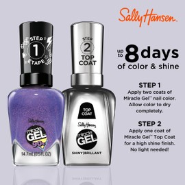 Sally Hansen Miracle Gel Salon Quality Nail Polish | Gel-Like Formula, Two-Step System, No UV Light Needed, Long Lasting | Shimmery | 888 Frosted Tips | Purple Nail Polish