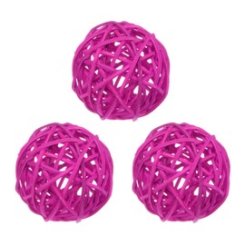 M METERXITY 3-Pack Wicker Rattan Balls 80mm/3.1 Inch Decorative Rattan Balls Orbs Vase Fillers Bowl Fillers for Christmas/Weddings/Thanksgiving/DIY Crafts/Home Decor [Rose Red]