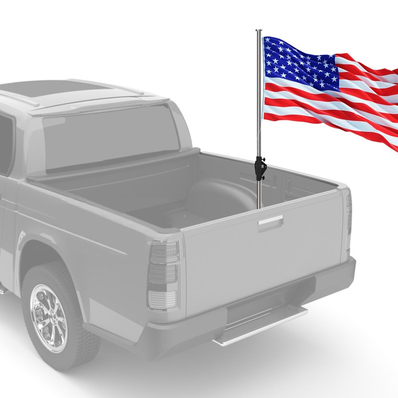 Truck Bed Rail Flag Pole Holder Mounting System Compatible with