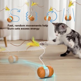 Cat Toys for Bored Indoor Adult Cats,Interactive Flying Feather Teaser,Automatic Moving Robot Cat Toy,Touch Activated Kitten Toy,Rechargeable Cat Enrichment Exercise Toys
