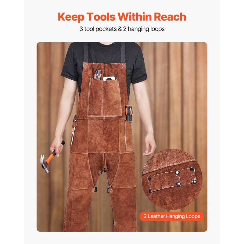VEVOR Leather Welding Apron Split Leg, Heavy Duty Cowhide Flame