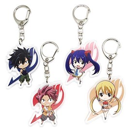 EBTY DREAMS Inc. - Set of 4 Fairy Tail Acrylic Keychain Natsu Dragneel, Gray Fullbuster, Lucy Heartfilia, Wendy Marvell