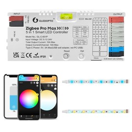 GLEDOPTO Pro Max ZigBee 3.0 LED Controller 5 in 1 RGBCCT RGBW RGB CCT Dimmer Color White Light 20A Pluggable Fuse App Voice Control Work with Alexa H*ue Tuya Smart Life APP Control