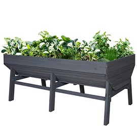 MUPATER Raised Garden Bed Outdoor for Vegetables with Legs, 70'' Large Elevated Garden Planter Box Wooden with Liner and V-Shaped Design for Herbs, Grey