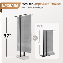 KES Standing Towel Rack, 37" H (Equal Height) Towel Rack Stand with Marble Base, Free Standing Towel Racks for Bathroom Floor, 18/8 Stainless Steel Matte Black, BTH229-BK