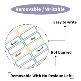 STARLIBOO Removable Labels, Removable Colored Labels Stickers, Self-Adhesive Rectangular Stickers Water/Oil/Tear Resistant for Food Containers/Classroom/Storage (8 Colors, 240 Labels)