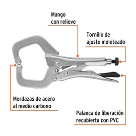 Truper PPP-6R, Pinza de presión tipo "C" de 6", con mordaza fija