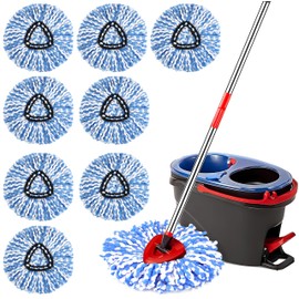 8 Pack Spin Mop Replacement Heads for O-Cedar EasyWring RinseClean 2-Tank System, Microfiber Spin Mop Refills, Machine Washable and Easy to Replace