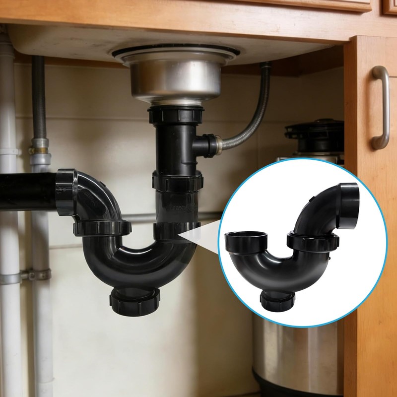 Lesso 1-1/2 Inch ABS P-Trap – HUB x HUB x