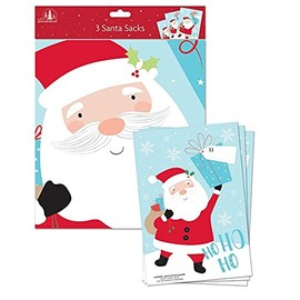 alls 3 x Giant FATHER CHRISTMAS SANTA SACK BAG GIFT PRESENTS XMAS STOCKING 30" x 20"