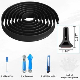 Hi-Na 3ft/5ft/6ft/8ft10ft Collapsible Shower Threshold Water Dam Water Barrier for Shower and Water Stopper Keeps Water Inside Water Threshold for Wet and Dry Separation (3ft, Black)