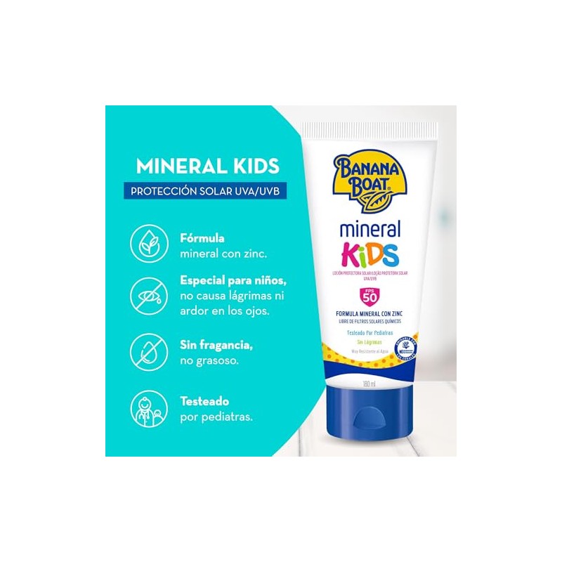 Banana Boat, Protector Solar Mineral Kids 50 FPS 180 ml
