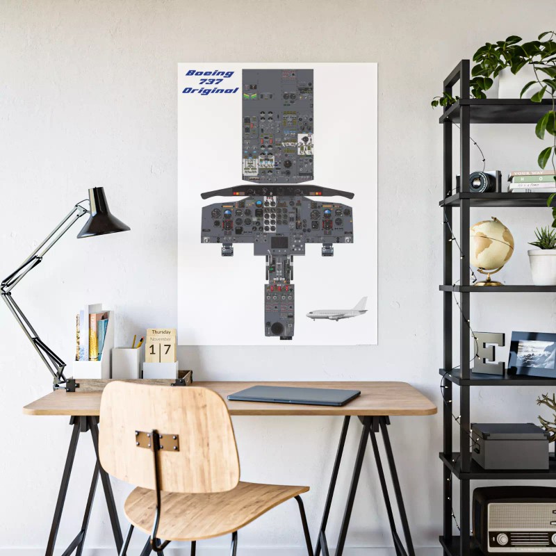 Boeing 737 Original 100 200 Cockpit Poster 24"x36"