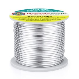 Mandala Crafts 14 Gauge Anodized Aluminum Craft Wire for Jewelry Making - 60 FT Colored Flexible Silver Tone Wire - Bendable for Bonsai Armature Crafting Sculpting