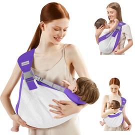 Baby Sling Carrier Newborn to Toddler,Updated Adjustable One Shoulder Labor-Saving Baby Holder Carrier,Tollder Sling Carrying 7-45 lbs (Purple)