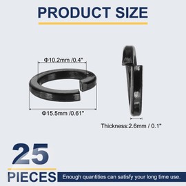 MECCANIXITY M10 Spring Lock Washer, 304 Stainless Steel Split Lock Washers for Screws Bolts Cars Construction Machinery Black Pack of 25