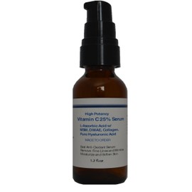 Suero de vitamina C al 25% con MSM, DMAE, colágeno y ácido hialurónico (1.2 fl.oz)