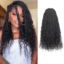 ToyoTress Boho Crochet Braids Human Hair - 14 Inch 8 Packs (96 Strands) Handmade Pre-Looped Crochet Hair For Black Women, Natural Black Pre-Twisted Short Bob Human Braiding Hair (14 Inch, 1B-8P)