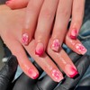 BABALAL Press on Nails Short Square Fake Nails Hot Pink