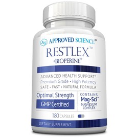 Approved Science Restlex - 420 mg Magnesium Glycinate Blend, L-theanine 200 mg - 180 Capsules - 1 Bottle