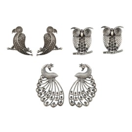 Efulgenz Oxidized Jewelry Boho Antique Oxidized Indian Earrings for Women Peacock Earrings Set Indian Oxidized Jewelry Dangle Earrings Bohemian Statement Jewelry for Women, Copper, No Gemstone