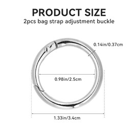 Mozeat Lens 2 Pcs Spring O Ring Clip for Purse Strap 1 Inch Round Snap Clip Silver Key Rings for Keychain Alloy Round Buckle Key Hook Purse Strap Extender Clip for Keys, Bag, Handbag, Crafts