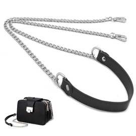 YDHfdc Bag Chain Silver 120 cm PU Leather Chain Strap Handle Bag Chain Strap with Buckles Metal PU Leather Replacement Chain for Purse Handbags DIY Accessories