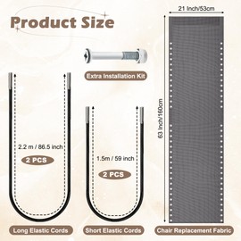 Replacement Fabric for Zero Gravity Chair 21" W x 63“H, Reclining Patio Gravity Chairs Repair Cloth with 4pcs Replacement Cord Laces for Outdoor Lounge Chair (Grey, 21" W x 63“H)