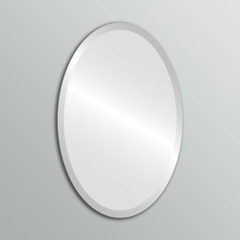 OVALCREST - 18" x 24" Clare Oval Frameless Mirror with Premium Beveled Edge | Frameless Bathroom Mirror | Modern Home Décor, Elegant Design for Bathrooms, Bedrooms & Hallways – Easy Installation