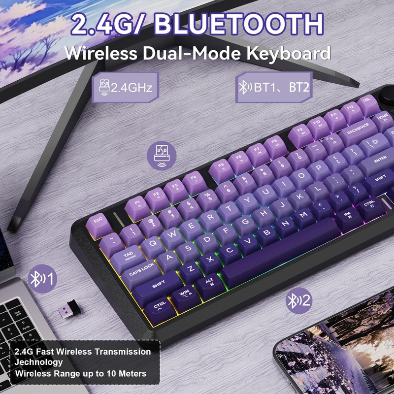 ZIYOU LANG M75 Wireless Gaming Keyboard, RGB Backlit Rechargeable 2000mAh