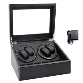 ZOEJOE Watch Winders for Automatic Watches, 4 + 6 Watch Winder Box with Flexible Watch Pillows Fit Men's and Women's Watch Storage Case, AC Adapter Powered, Selected PU Crocodile Texture Leather