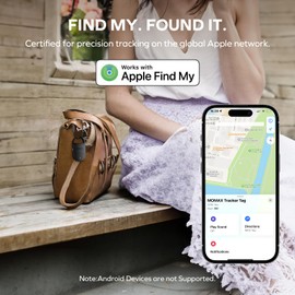 Momax Key Finder Tracker Tag – Smart Rechargeable Tracking Device with SOS Alert Mode & LED Strobe, Find My (iOS Only), Anti-Lost Tracking Tags with Keychain | Travel Gadget for Women, Girls, Black