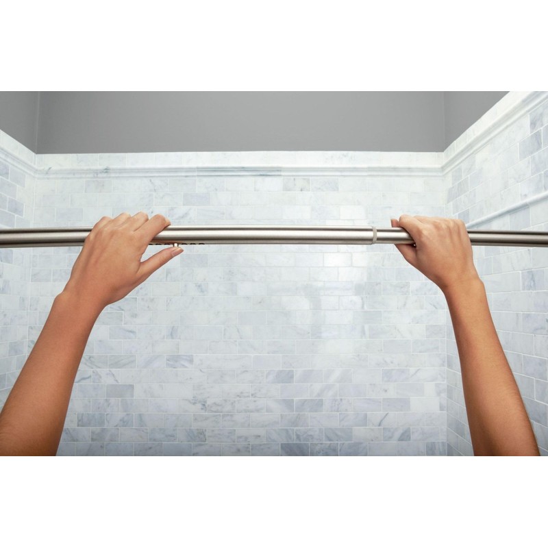 Moen Curved Adjustable Spring Tension No Drill Shower Curtain Rod