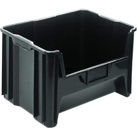 Hudson Exchange 20" x 15" x 12.5" (1 Pack) Plastic Giant Stackable Hopper Bin Container, Black