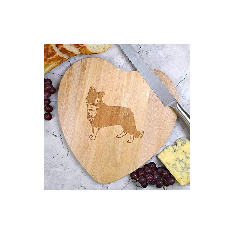 'Border Collie Sheepdog' Wooden Heart Shaped Chopping/Cutting Board (WB00043380)