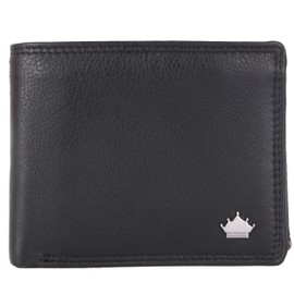 Manza Men's Wallet Genuine Leather Wallet RFID Protection Zip Compartment in Note Compartment, black, Classic