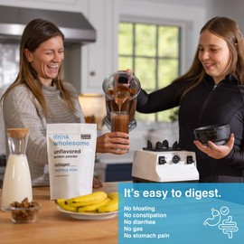 drink wholesome Unflavored Collagen Protein Powder | for Sensitive Stomachs | Gut Friendly | Dairy Free | Low FODMAP | No Artificial Sweeteners | No Bloating or Gas | No Constipation or Diarrhea