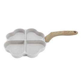 Garsent Non Stick 4 Cup Fried Pan Nonstick Heart Shaped 4 Cup Uniform Heating Pancake Pan Easy to for Breakfast Swedish Pancake, Plett(White)