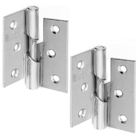 Zinc Plated Steel Butt Hinges Door Hinges Internal 75mm/3-Inch Rising Butt Hinges for Internal External Doors Hinges for Cupboards Cabinets Doors Lift Off Frame Pack of 2 (Right)