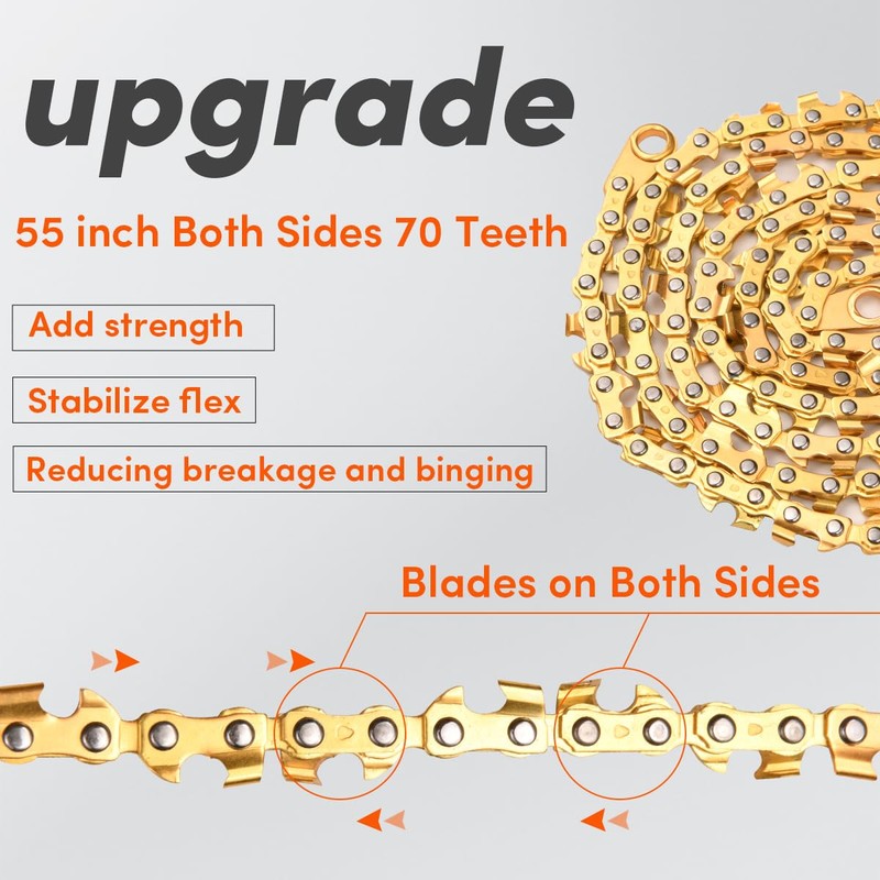 55 Inch Rope Chain Saw with 70 Sharp Teeth &