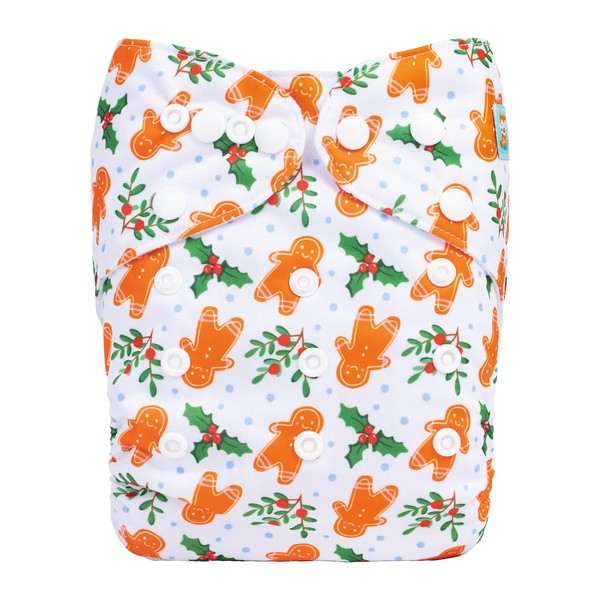 ALVABABY Christmas Baby Cloth Diapers One Size Adjustable Washable Reusable