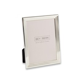 Bey-Berk Lance Silver-Plated Picture Frame 5" x 7" – Step Design with Easel Back for Tabletop or Wall Display